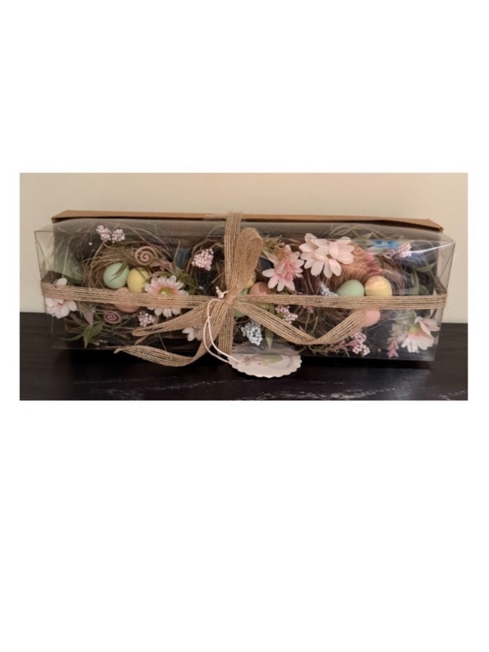 Nests nwt Spring Pastel Nest Table Accent - Pink Floral with eggs Easter